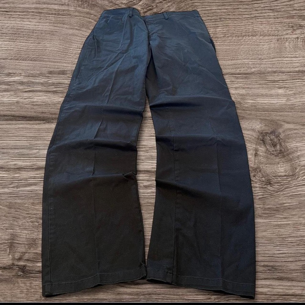32x32 Black Straight Wide Leg Pleated Dress Pants Y2K Grunge 2000s Vintage